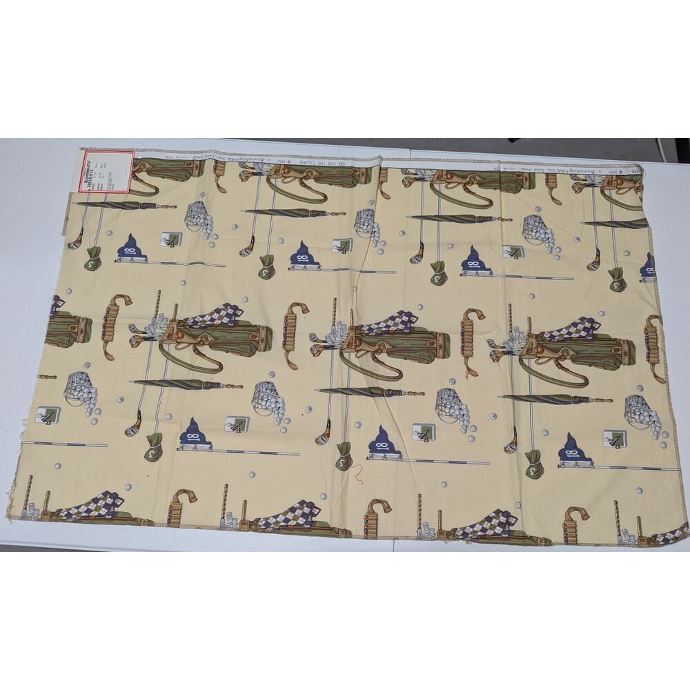 100% Cotton Brunschwig & Fils Par for the Course in Cream Fabric Remnant 26 x 42